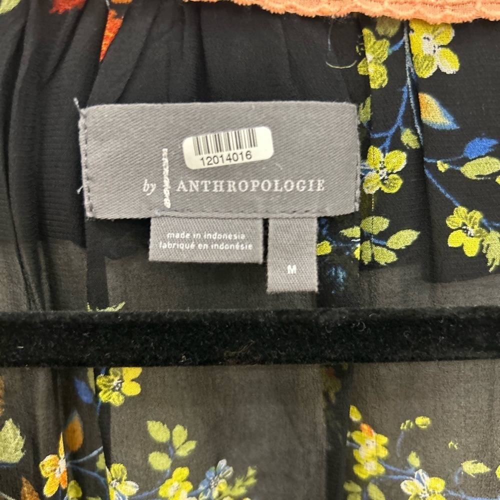 Anthropologie Jamison Black Floral Sheer Tunic Whimsigoth feminine romantic boho - Picture 5 of 6